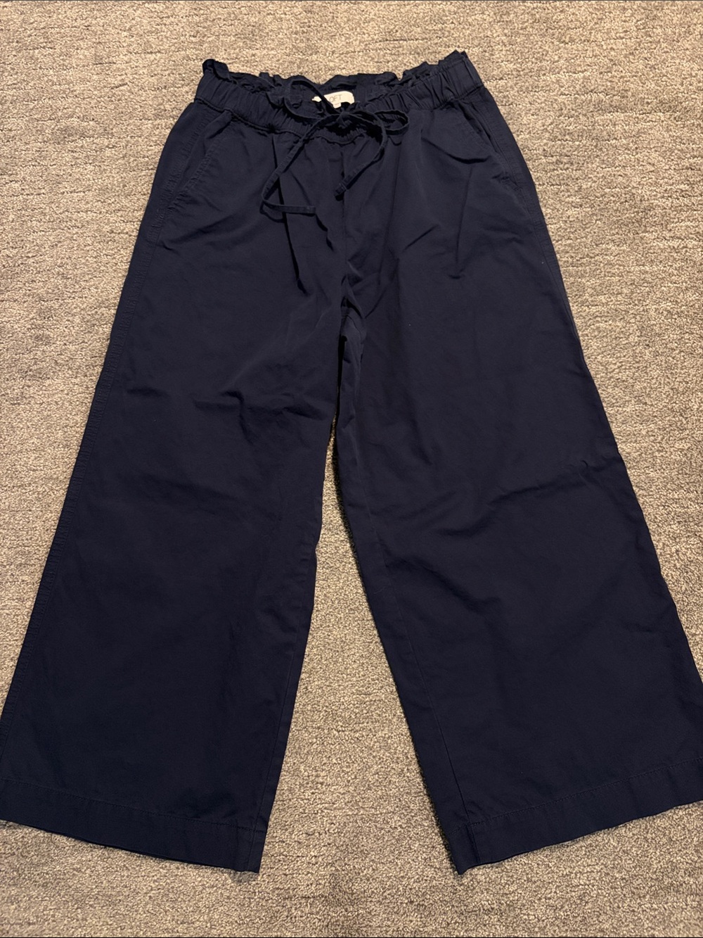 LOFT Navy Wide-Leg Drawstring Pant